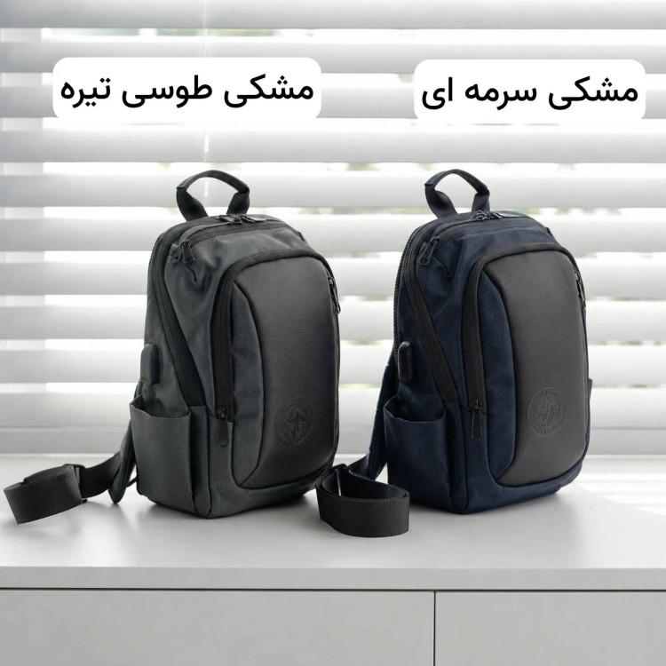 بادی بگ مردانه اسپرت روزمره خلبانی ساتن زیپ دار بند بلند 7 جیب بیرونی 2 جیب داخلی