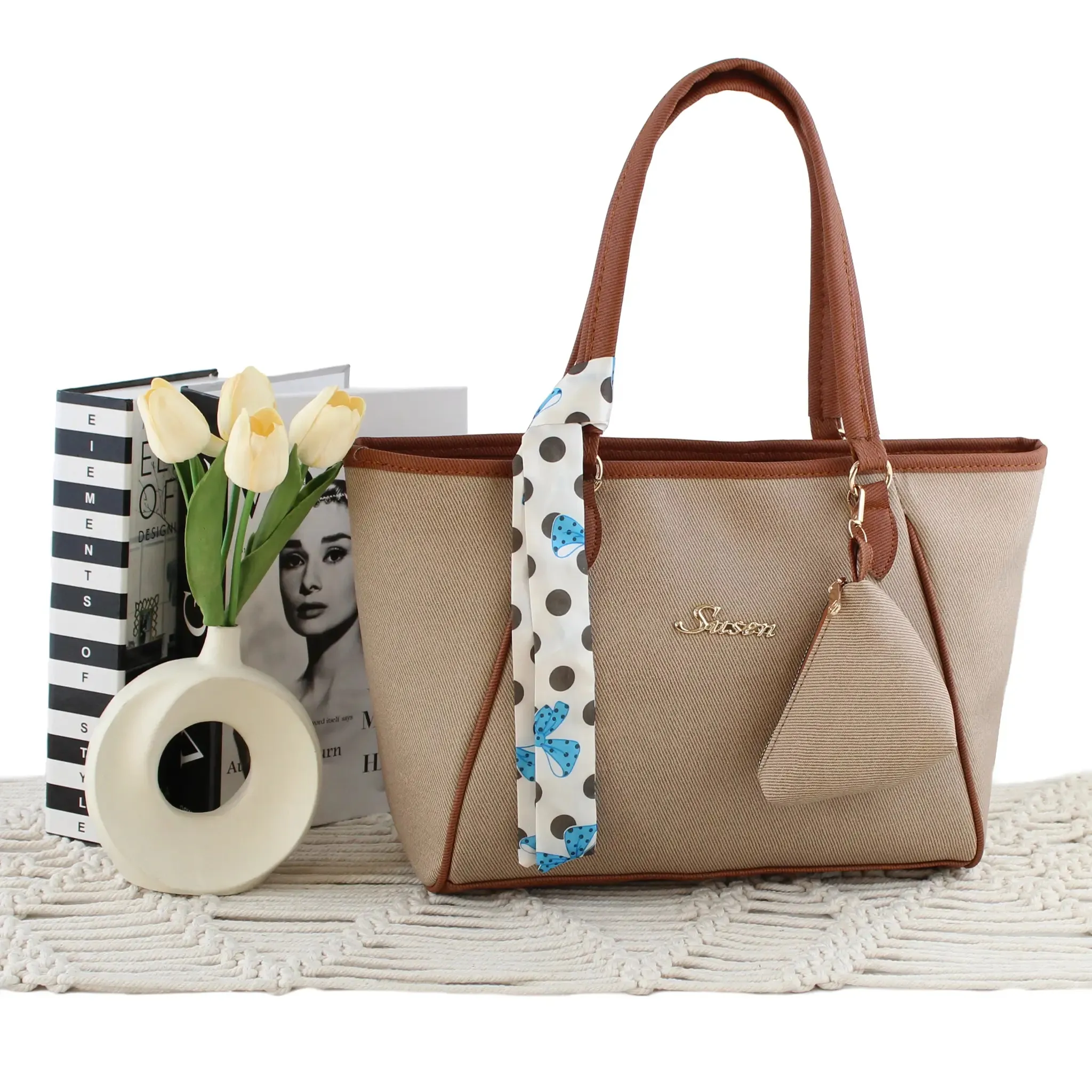 کیف زنانه چرم مصنوعی روزمره و مهمانی ابعاد 35 در 25 در 10 سانتیمتر