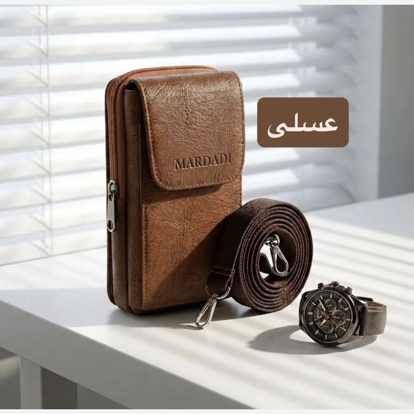 کیف مردانه جاموبایلی چرم مصنوعی روزمره