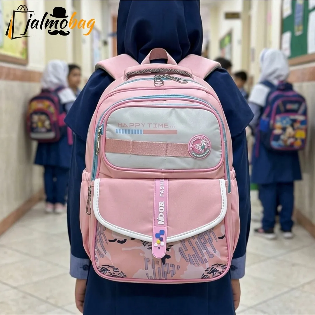 کوله پشتی مدرسه دخترانه ضد آب پارچه ریپس وارداتی مناسب کلاس اول تا چهارم