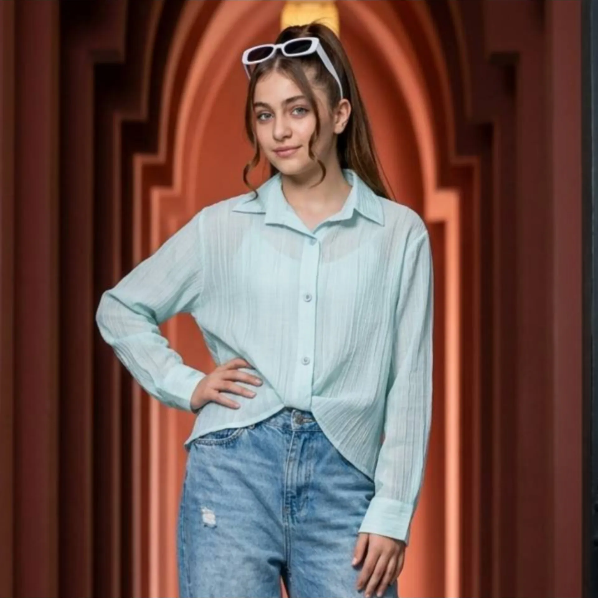 شومیز تابستانه گره ای دخترانه پری سایز 7 تا 16 سال