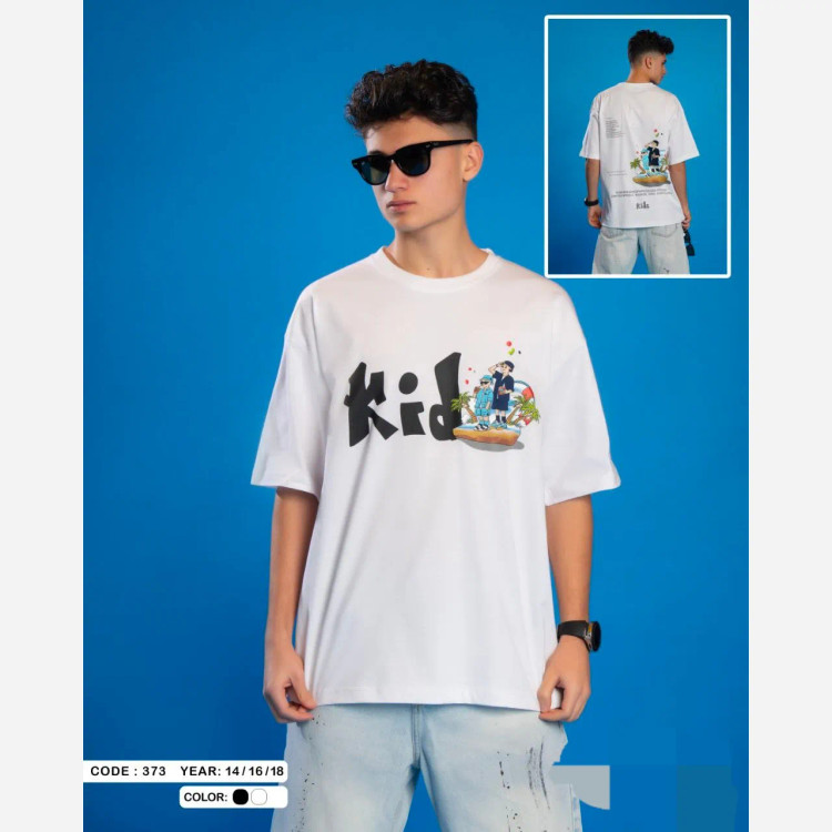 تیشرت نوجوان سایز بزرگ طرح kids پنبهای باکسی و لش