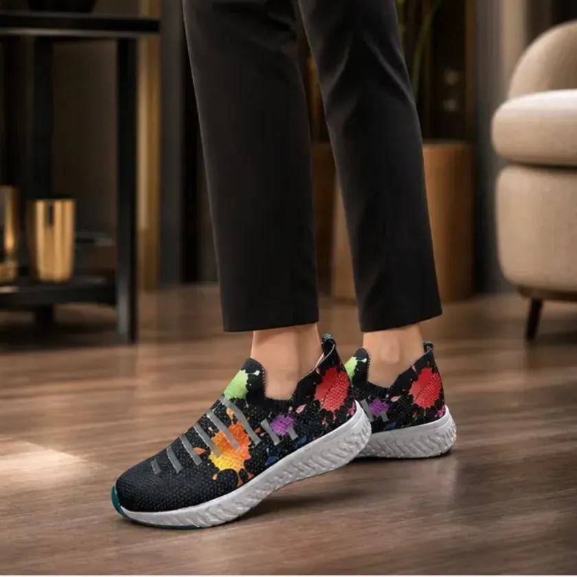 کفش جورابی زنانه مدل آبرنگی زیره EVA رنگ مشکی آبرنگی سایز 37 تا 40