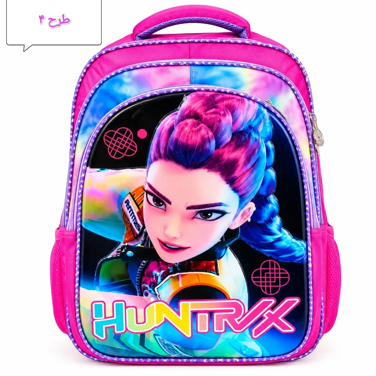 کوله پشتی مدرسه طرح شکارچیان شیاطین کی پاپ K-Pop Demon Hunters فایبر نانو ابعاد 38x28x18 سانتی متر