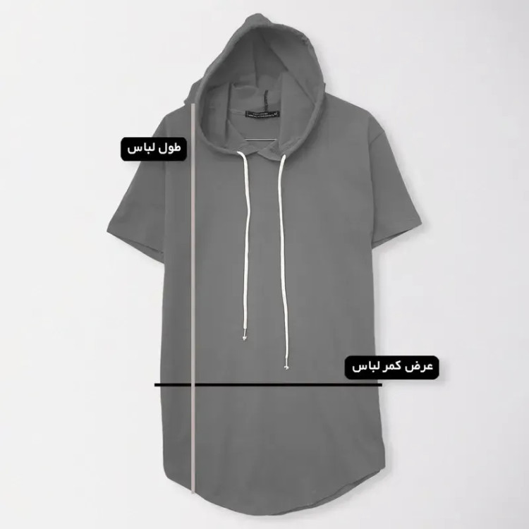 تیشرت کلاه دار مردانه مدل 001051 سرمه ای ساده نخ آستین کوتاه یقه گرد